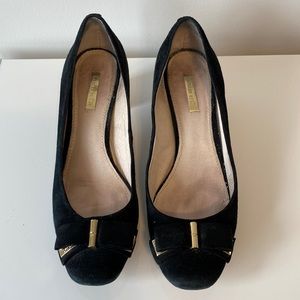 Suede size 8.5 heels with bow